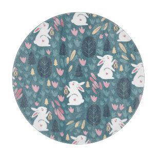 Planche À Découper Beau lapin : vintage imprimé sans couture.