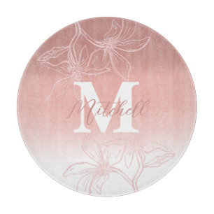 Planche À Découper Beau Monogramme rose Floral