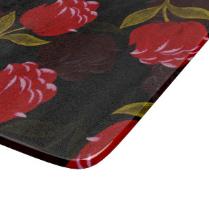 Planche À Découper Beau Rouge translucide rose motif de broderie