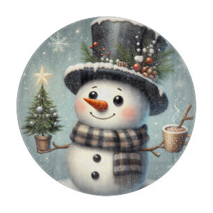 Planche À Découper Beau tourbillon Noël/bonhomme de neige d'hiver
