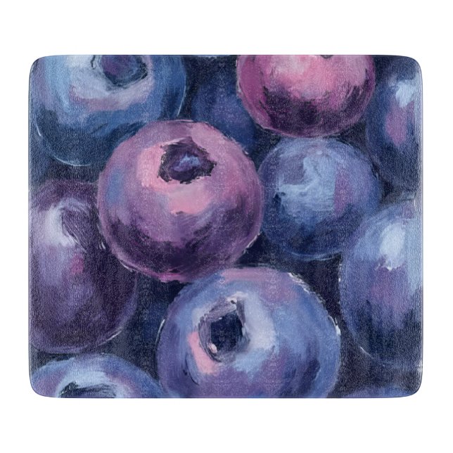 Planche À Découper Beaux Bleuets | Peinture de Fruits (Devant)
