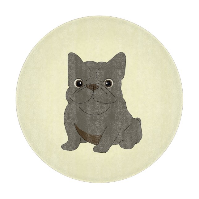 Planche À Découper Bébé Bouledogue Français Gris, Crème, (Devant)