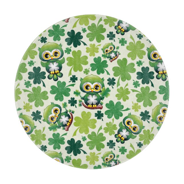 Planche À Découper Bébé Hibou Mignon St Patrick Dessin Animé (Devant)