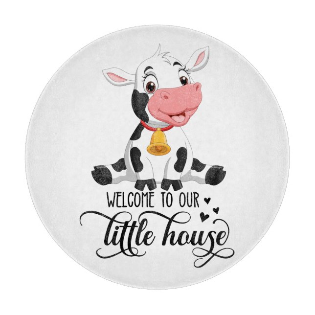 Planche À Découper Bébé Vache Bienvenue À Notre Maison (Devant)