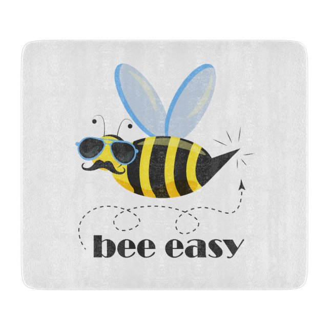 Planche À Découper Bee caractère avec mustache lunettes de soleil Bee (Devant)