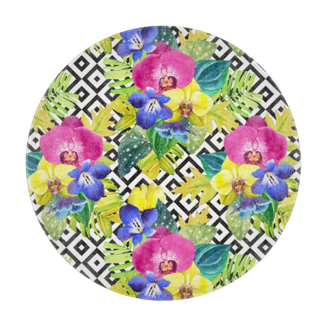Planche À Découper Bégonia et palmettes d'orchidée (Devant)