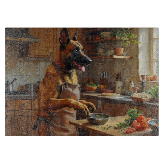 Planche À Découper Belgian Malinois Cooking in Kitchen (Devant)