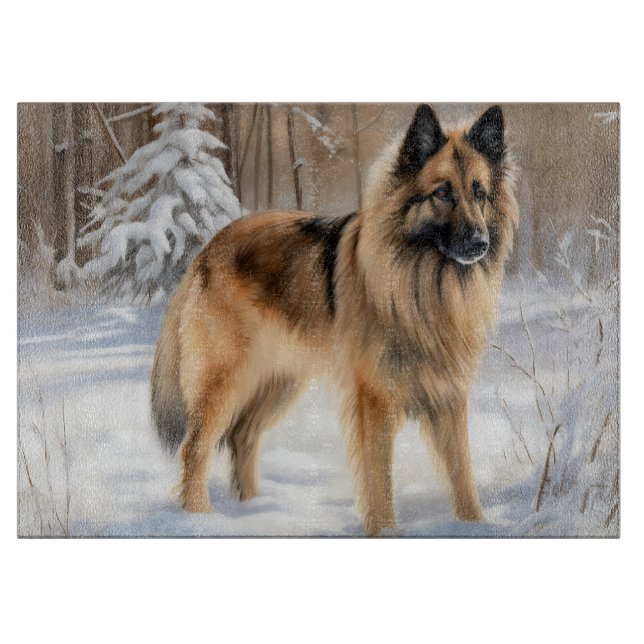 Planche À Découper Belgian Tervuren Qu'il neige Noël (Devant)
