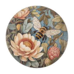 Planche À Découper Belle Abeille De Jardin Avec Fleurs Protea