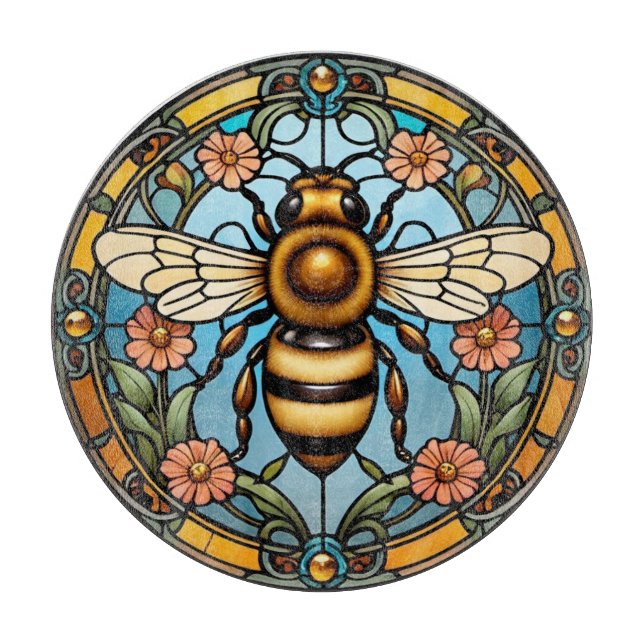 Planche À Découper Belle abeille en vitrail  (Devant)