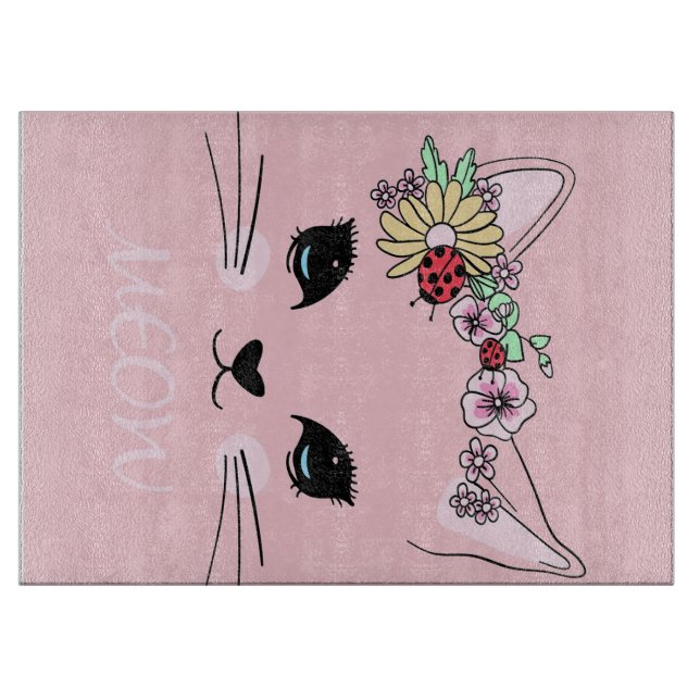 Planche À Découper Belle Chat Face Meow, Cadeau Kitty Lover, Chat mig (Devant)