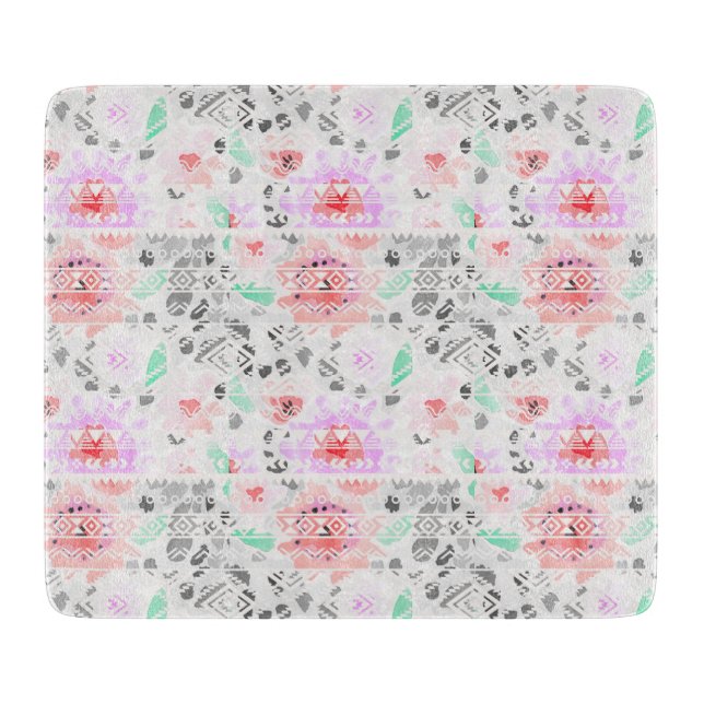 Planche À Découper Belle couleur pastel floral aztec (Devant)