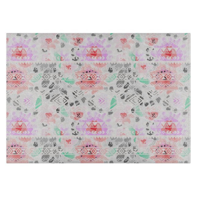 Planche À Découper Belle couleur pastel floral aztec (Devant)