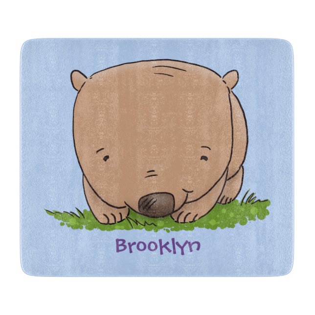 Planche À Découper Belle illustration de dessin animé de bébé wombat (Devant)