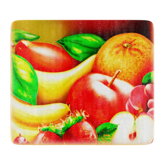 Planche À Découper Belle Peinture Tropicale De Fruits. Commandez dès  (Devant)