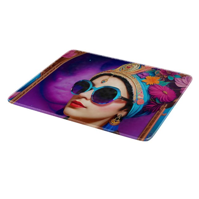 Planche À Découper Belle princesse avec lunettes de soleil (Coin)