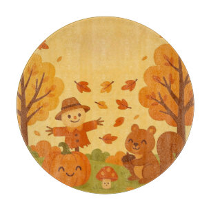 Planche À Découper Belle scène d'automne avec citrouille et écureuil