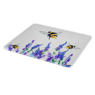 Planche À Découper Belles fleurs de printemps et vols d'abeilles - De