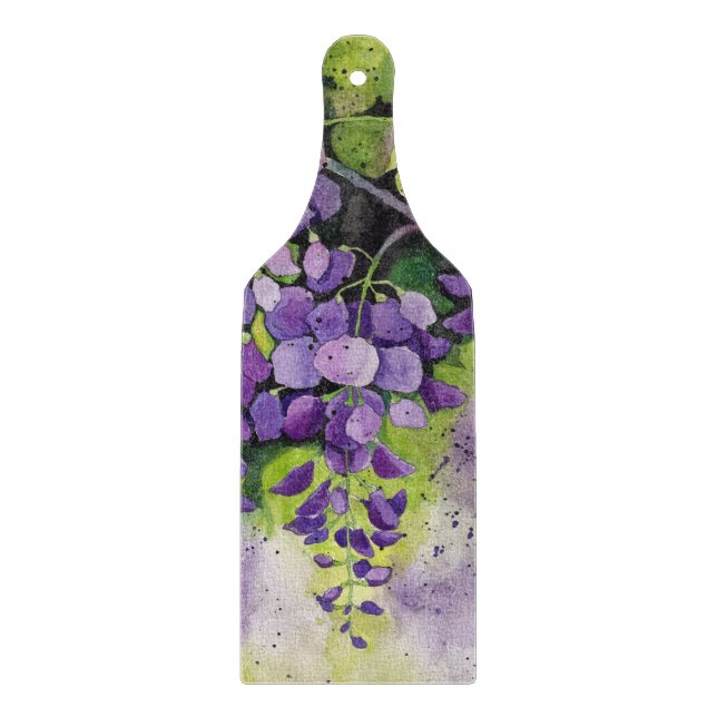 Planche À Découper Belles Fleurs De Wisteria En Aquarelle (Devant)