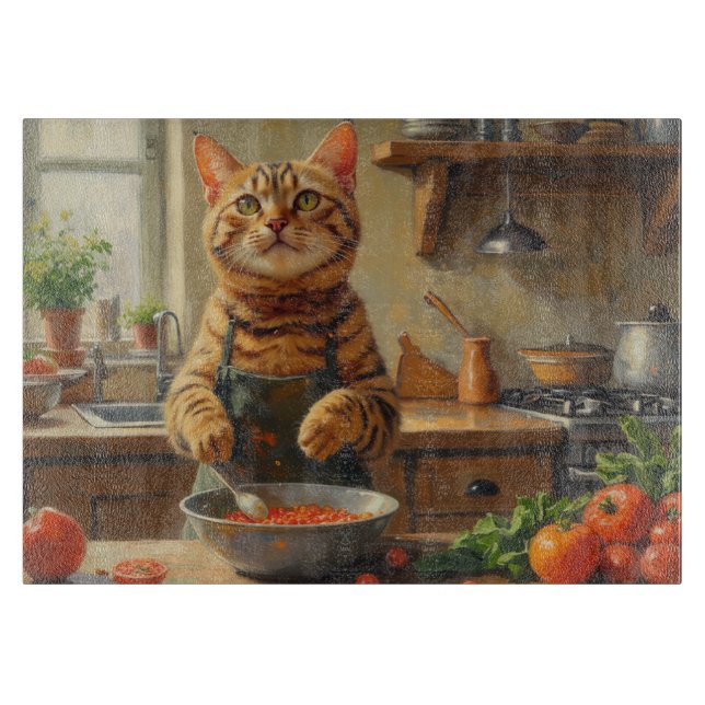 Planche À Découper Bengal Cat Cooking in Kitchen (Devant)