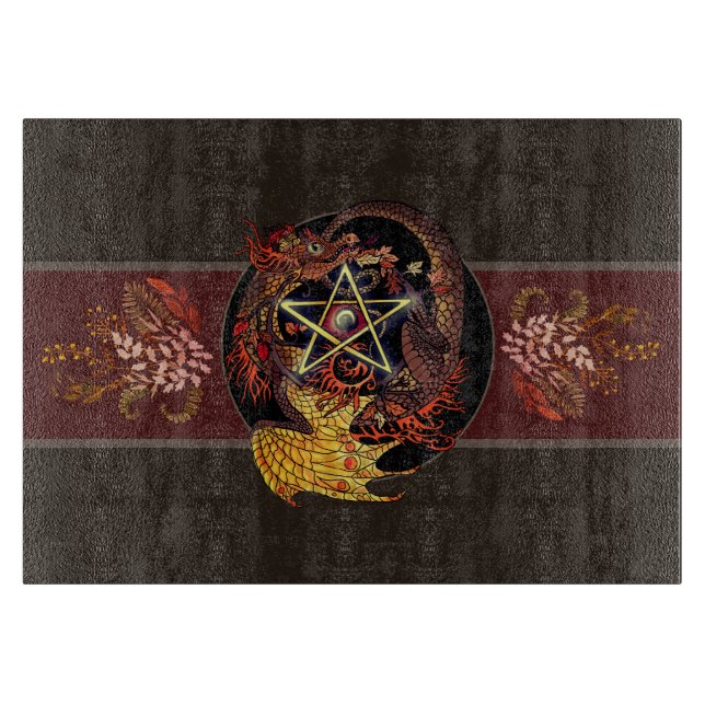 Planche À Découper Béni Soit Art Nouveau Pentacle Dragon (Devant)