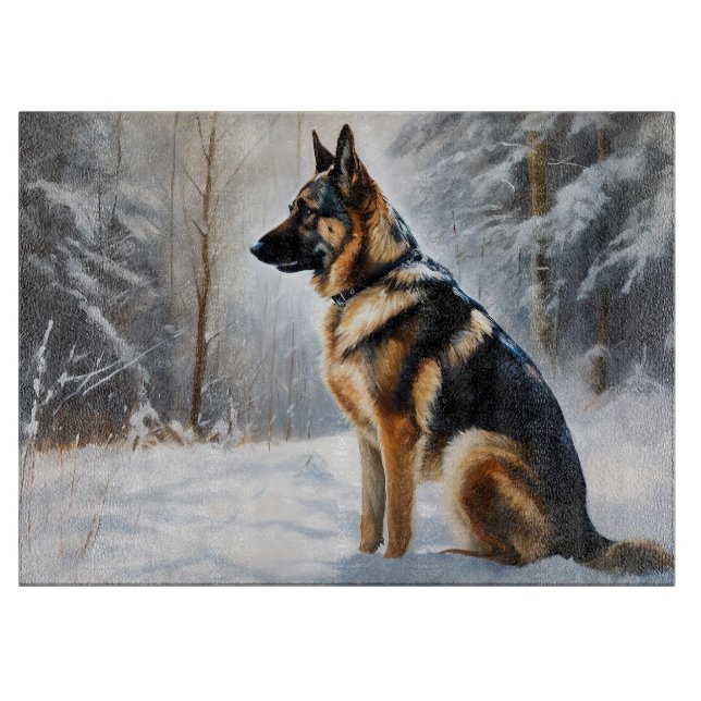 Planche À Découper Berger Allemand Qu'il neige Noël (Devant)