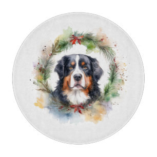 Planche À Découper Bernois Mountain Festive Wreath Pup