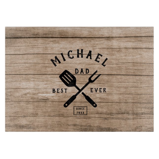 Planche À Découper BEST DAD REtro Personnalisé JAMAIS Rustique impres (Devant)