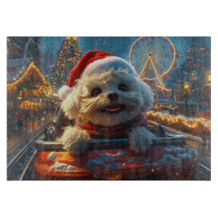 Planche À Découper Bichon Frise Dog Roller Dessous de verre Noël