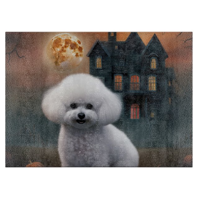 Planche À Découper Bichon frisé Halloween effrayant (Devant)