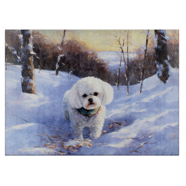 Planche À Découper Bichon Frise Laisser neiger Noël (Devant)