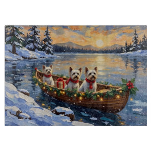 Planche À Découper Bichon Frise Noël Bateau Fêtes