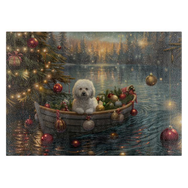 Planche À Découper Bichon Frise Noël Festive Voyage (Devant)