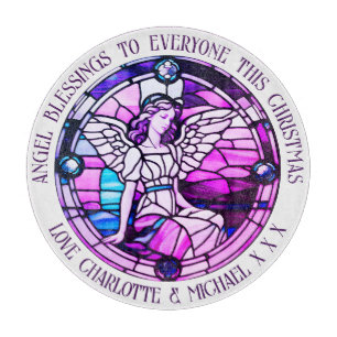 Planche À Découper Bienheureux Noël Ange Vitrail violet