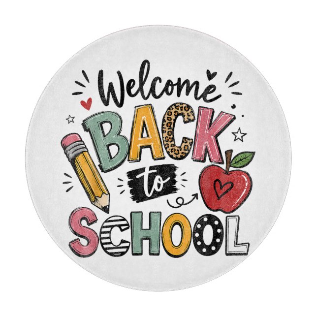 Planche À Découper Bienvenue à l'école Enseignant Élève Premier Jour (Devant)
