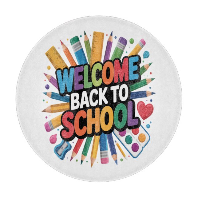 Planche À Découper Bienvenue au retour à l'école (Devant)