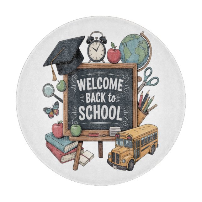 Planche À Découper Bienvenue au retour à l'école (Devant)