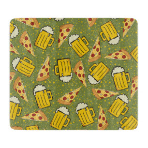 Planche À Découper Bière et Motif de pizza