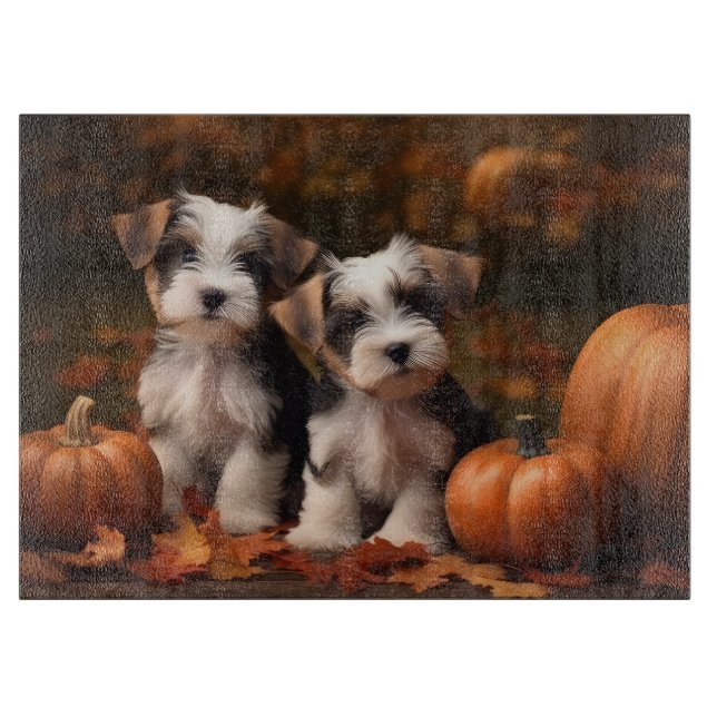 Planche À Découper Biewer Terrier chiot Automne Délice Citrouille  (Devant)