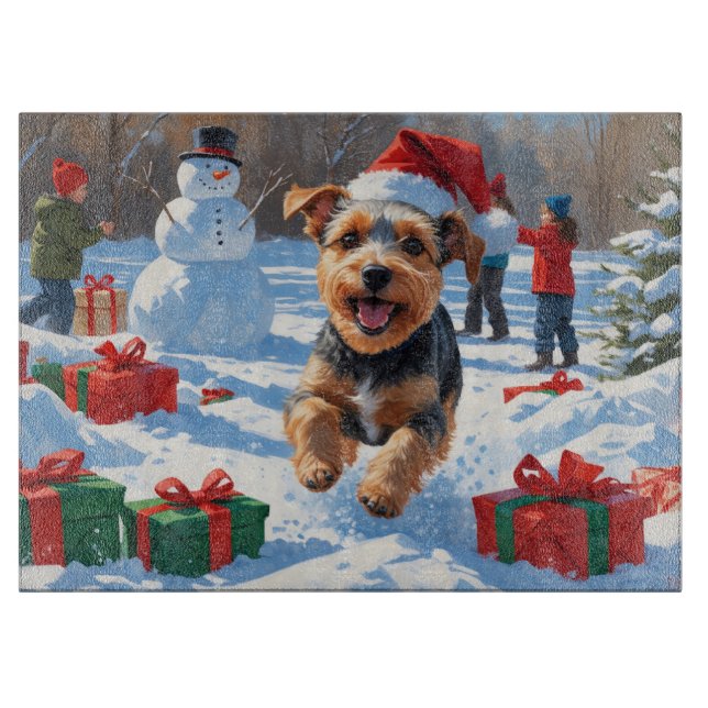 Planche À Découper Biewer Terrier Noël Festive Scène de neige (Devant)