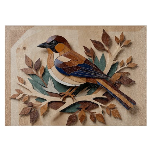 Planche À Découper Bird intarsia art print chopping board (Devant)