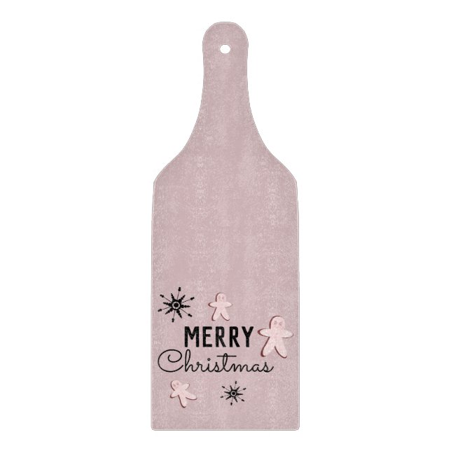 Planche À Découper Biscuit pain d'épice rose de Noël joyeux   (Devant)