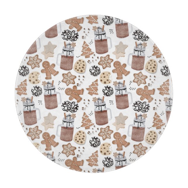 Planche À Découper Biscuits de Noël et Chocolat Chaud Fêtes de fin d' (Devant)