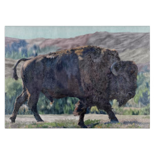 Planche À Découper Bison Américain Prairie Rustique Occidental