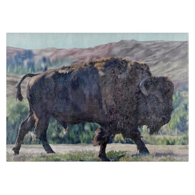 Planche À Découper Bison Américain Prairie Rustique Occidental (Devant)