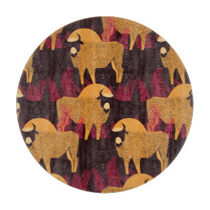 Planche À Découper Bison Haute herbe : Motif de terrain.