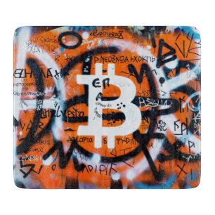 Planche À Découper "Bitcoin Graffiti" (Style #4) Art de rue