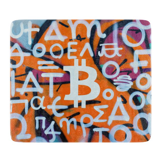Planche À Découper "Bitcoin Graffiti" (Style #8) Art de rue (Devant)