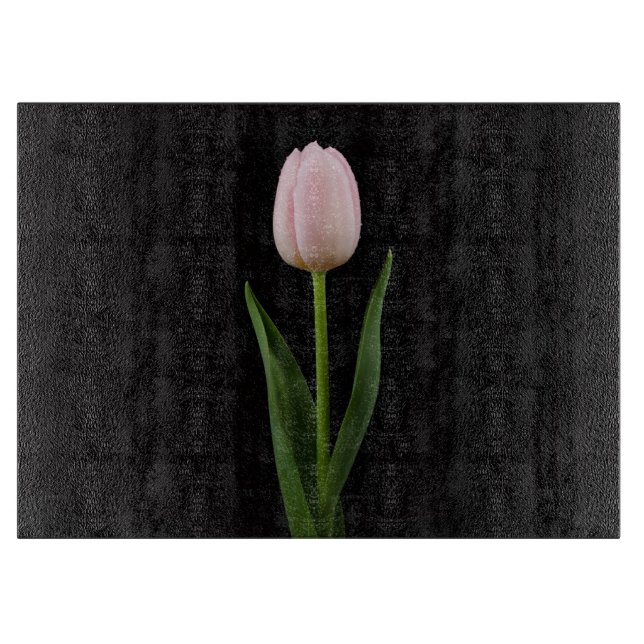 Planche À Découper Black 4 Luxe Glass board Blush Pink Tulip (Devant)