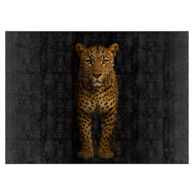 Planche À Découper Black 4 Luxe Glass board Majestic Leopard (Devant)